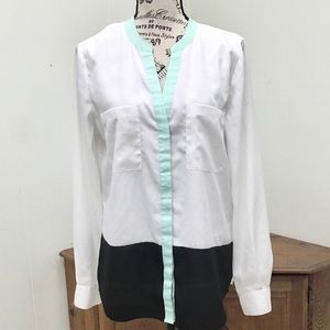 Ivanka Trump color block long sleeve career blouse